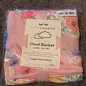 Little Sleepies Watercolor Meadow Pink Cloud Blanket